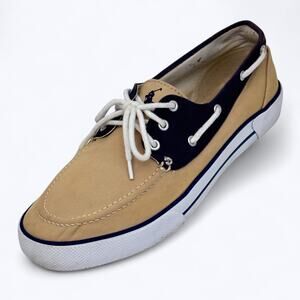 Ralph Lauren Polo Franz Boat Shoes Mens 11D Khaki Navy Driving Beach Resort Prep